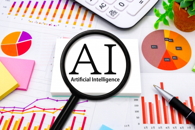 AIの文字列とグラフと虫眼鏡